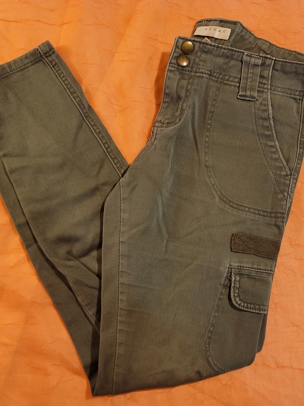 Kenar Women's Olive Green Skinny Cargo Pants